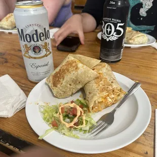 Chorizo and egg breakfast burrito.