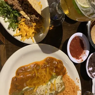 2 enchiladas and 1 taco