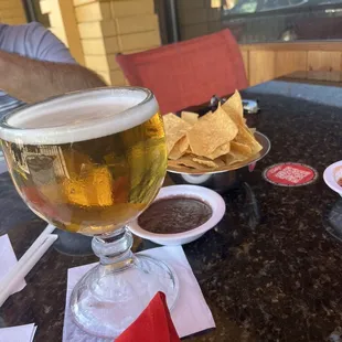 Miller Lite with Chips and Salsa