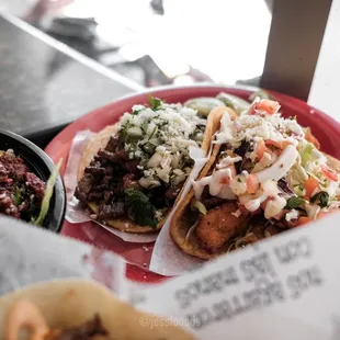 Surn N Turf Taco and Beer Battered Fish Taco | IG: @jessfooods