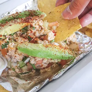 Shrimp Ceviche Tostada Food IG: @nomswithsabs