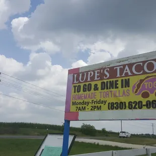 a sign for lupe's tacos
