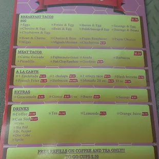 menu