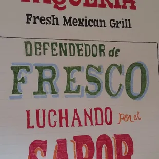 Sign on the inside of the restaurant
