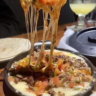 Queso fundido fajita