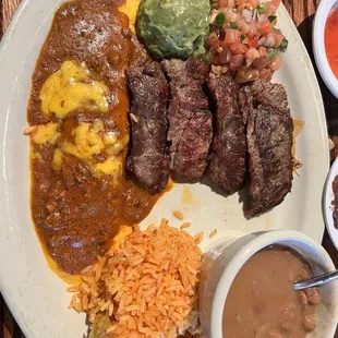 Carna asada tempiqueno (misspelt) w/cheese enchilada