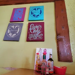 Inside at a table is fun and decorative.