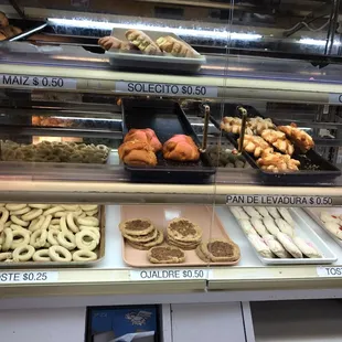 a variety of pastries on display