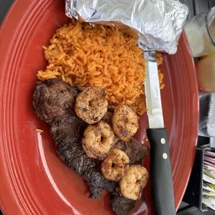 Patron steak and shrimp