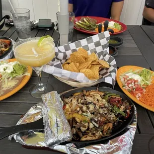 Steak and chicken fajitas