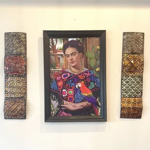 Frida Kahlo art on wall