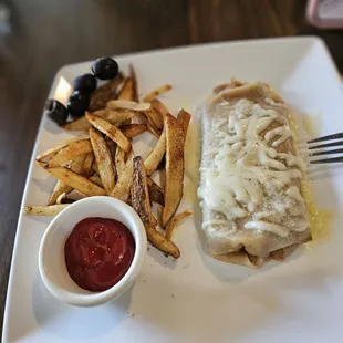 Kid bean burrito plate