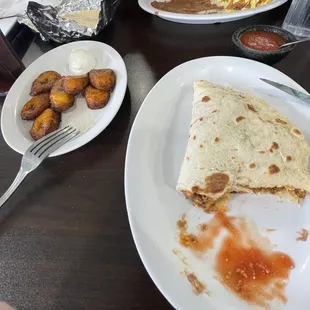 Surprise burrito with chorizo and plantains