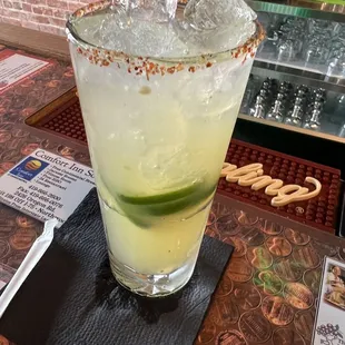 Jalapeño cucumber margarita with a tajin rim