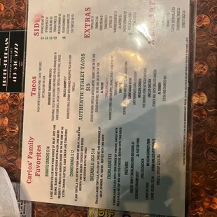 menu
