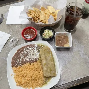 Chicken Tamale with Rice and Beans