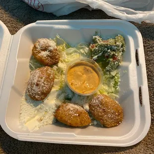 We ate two jalapeño poppers but they are delicious with the sauce. They are stuffed with cream cheese