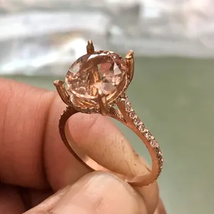 Peach morganite in 14k rose gold