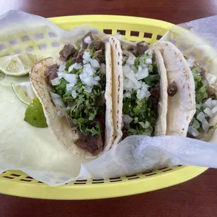 Lengua tacos and cabeza tacos