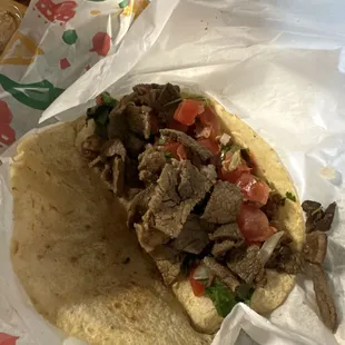 Bistek taco with pico de gallo and homemade tortilla