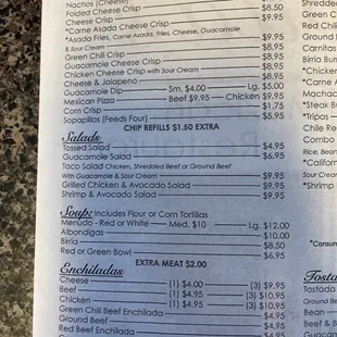 Portion of menu