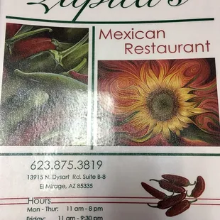 Menu front