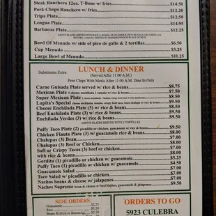 menu