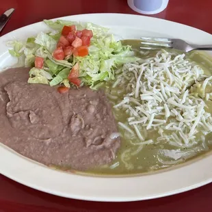 cheese enchilada plate (with green sauce)
