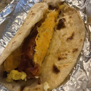 Bacon egg and cheese taco.