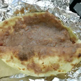 Bean and cheese tacos pretty good--cooked with lard, of course.