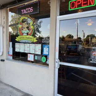 Front windows and door