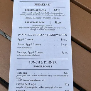 menu