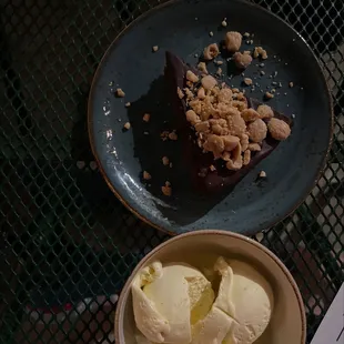 Almond cake and olive oil gelato