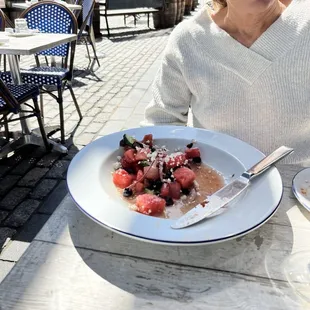 The watermelon salad.