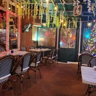 Outside, heated patio