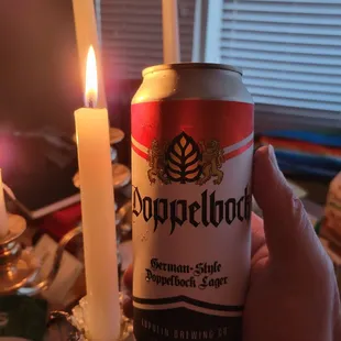 Doppelbock under candle light.
