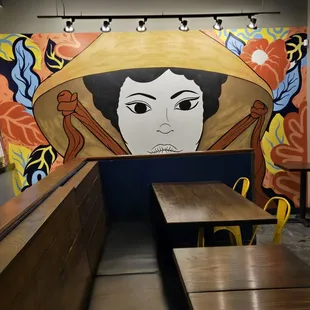 The mural on the wall