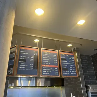 menus on the wall