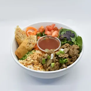 Noodle/Rice Salad Bowl with Eggrolls