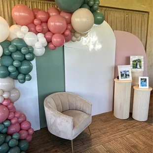 Balloons from Lush and backdrop setup from Petite