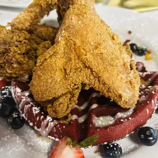 Golden Fried Chicken &amp; Red Velvet Waffles