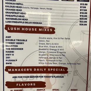 menu