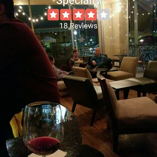 a glass of wine on a table