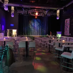 the stage and chairs