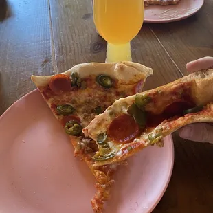 XL Pizza with sausage, pepperoni, and jalapeño