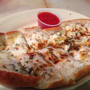 Garlic bread with cheese.