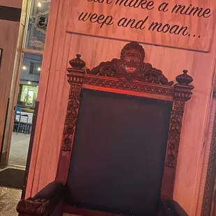 a chair with a quote on it