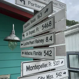 a street sign with directions