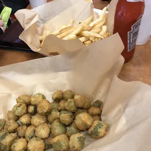Sides fried okra and fries