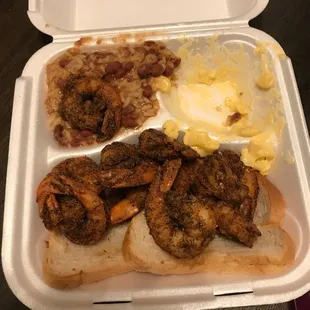 Shrimp and rice and beans